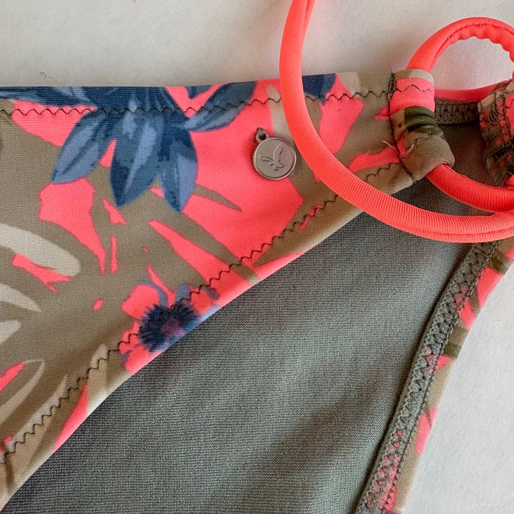 Women's American Eagle Tropical palm floral print Bikini Set Pink Floral Size S - Picture 12 of 16